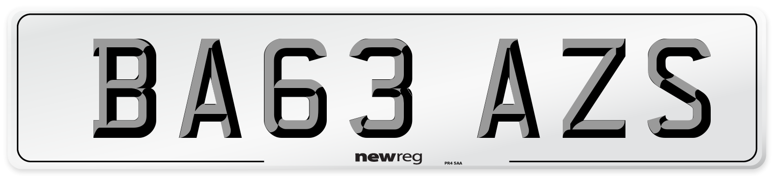 BA63 AZS Number Plate from New Reg